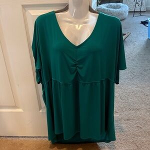 Lane Bryant Teal V-Neck Blouse